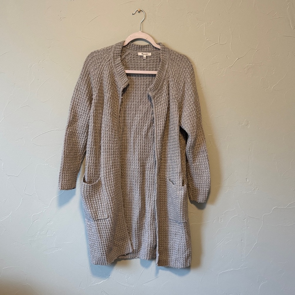 Madewell Gray Waffle Knit Cardigan